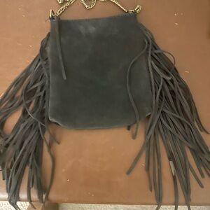 Green Fringe Genuine Suede Shoulder Bag